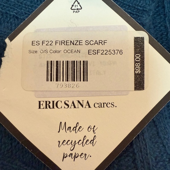 Blue Wool-Cashmere Scarf – Eric Sana Limited Edition Italian Ribbed Knit 🇮🇹 - Picture 10 of 10